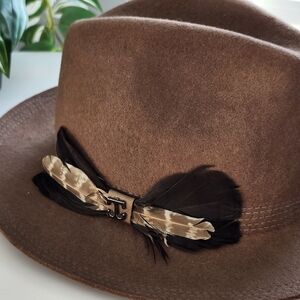 Wool Hat with Feather Accent, Perfect For Summer Western Festivals Cowboy